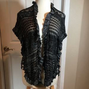 Serendipity by Victoria sleeveless sweater, size L , black and metallic silver